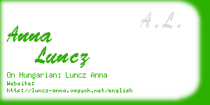 anna luncz business card